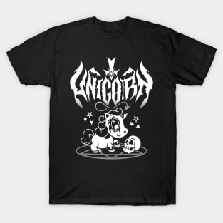 Kawaii Unicorn - Black Metal Logo - Creepy Cute Spooky Goth T-Shirt